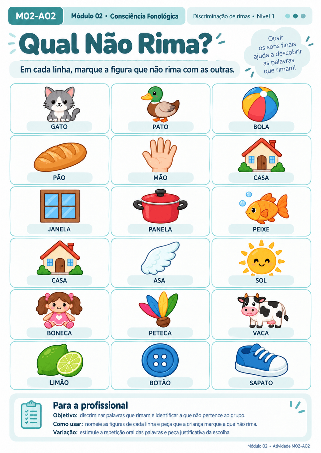 Atividade Qual Não Rima