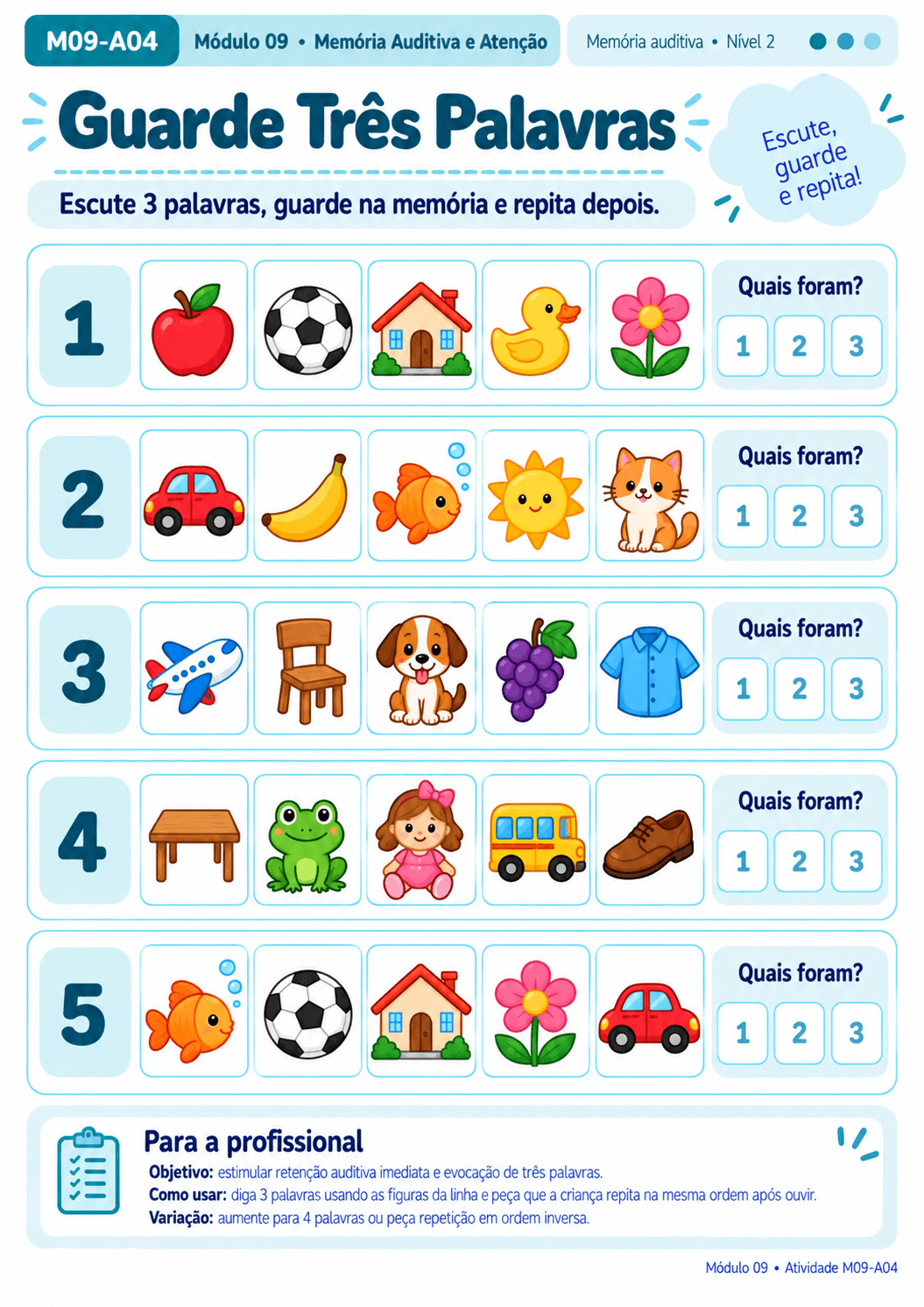 Atividade Guarde Três Palavras