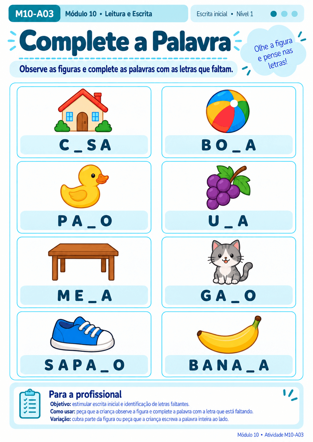 Atividade Complete a Palavra